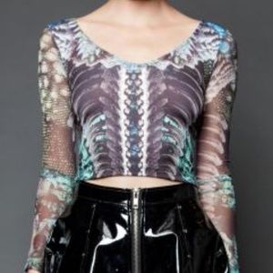 Lip Service Psychedelic Cyber Punk Goth Mesh Top S